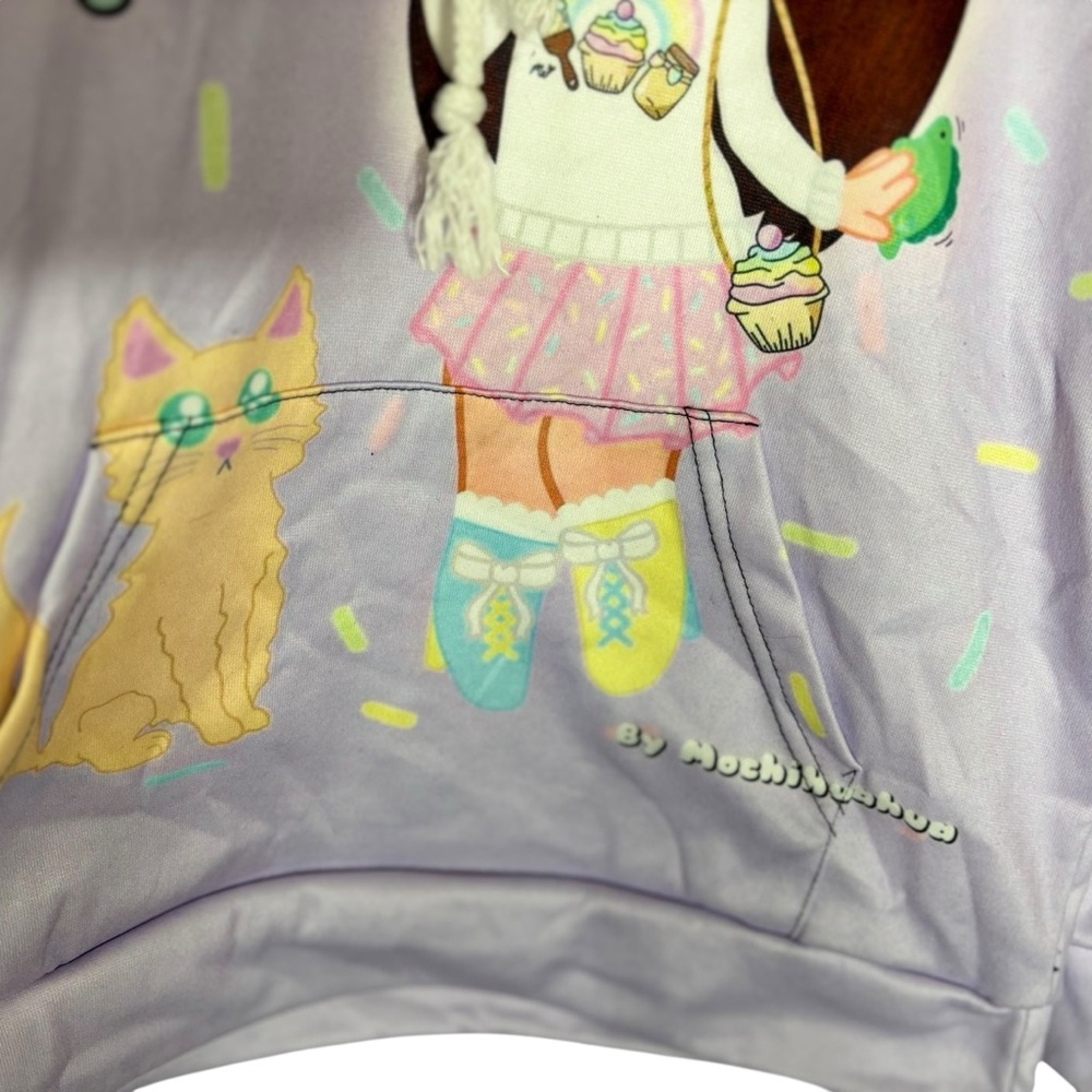 Anime Lilac Hoodie with Cartoon Print‎ Sz XS - Picture 3 of 4
